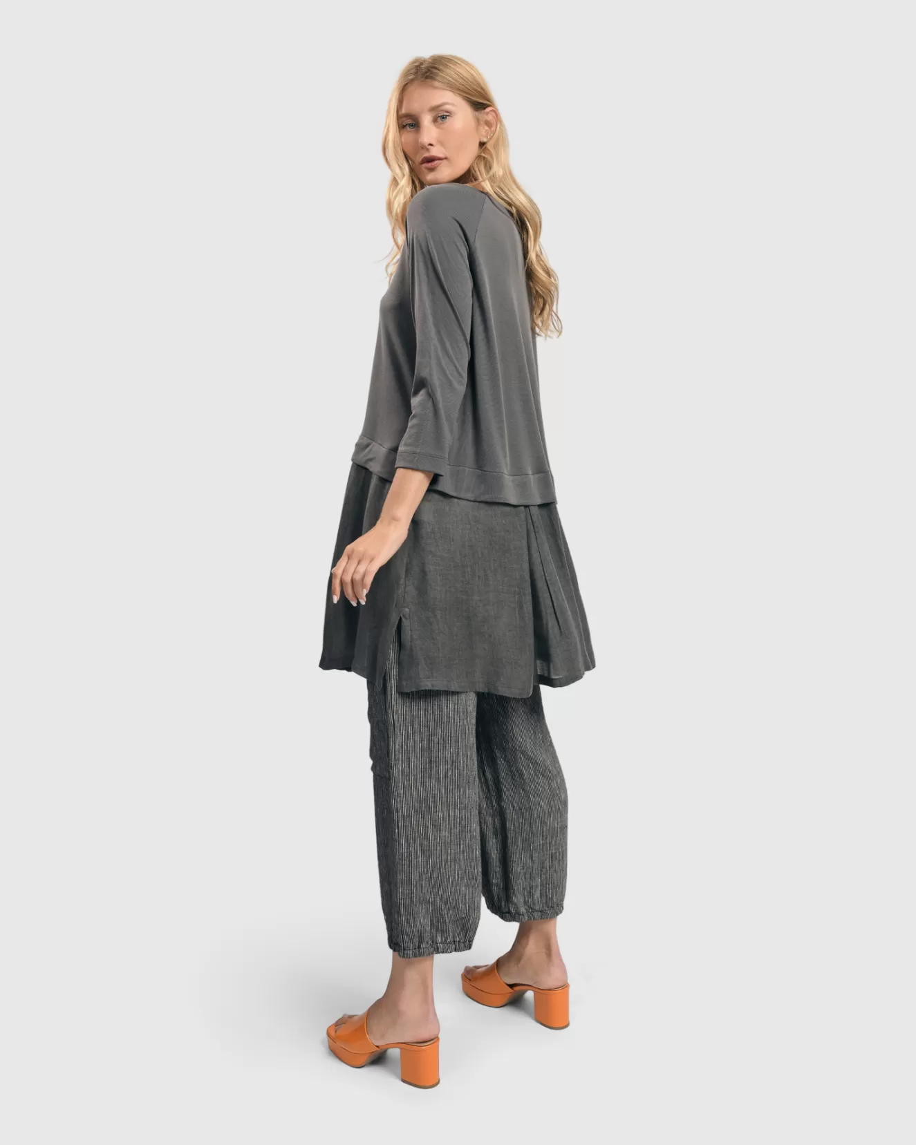 * Tunics>Alembika. Drop Waist Inset Tunic. Dove