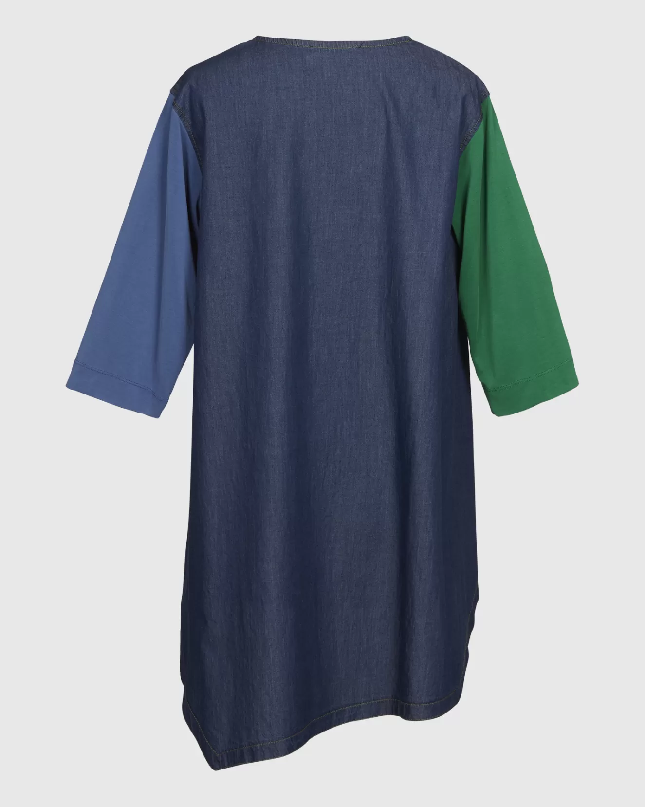 * Shirts>Alembika. Fresh Colorblock Hi-Lo Tunic Top. Denim