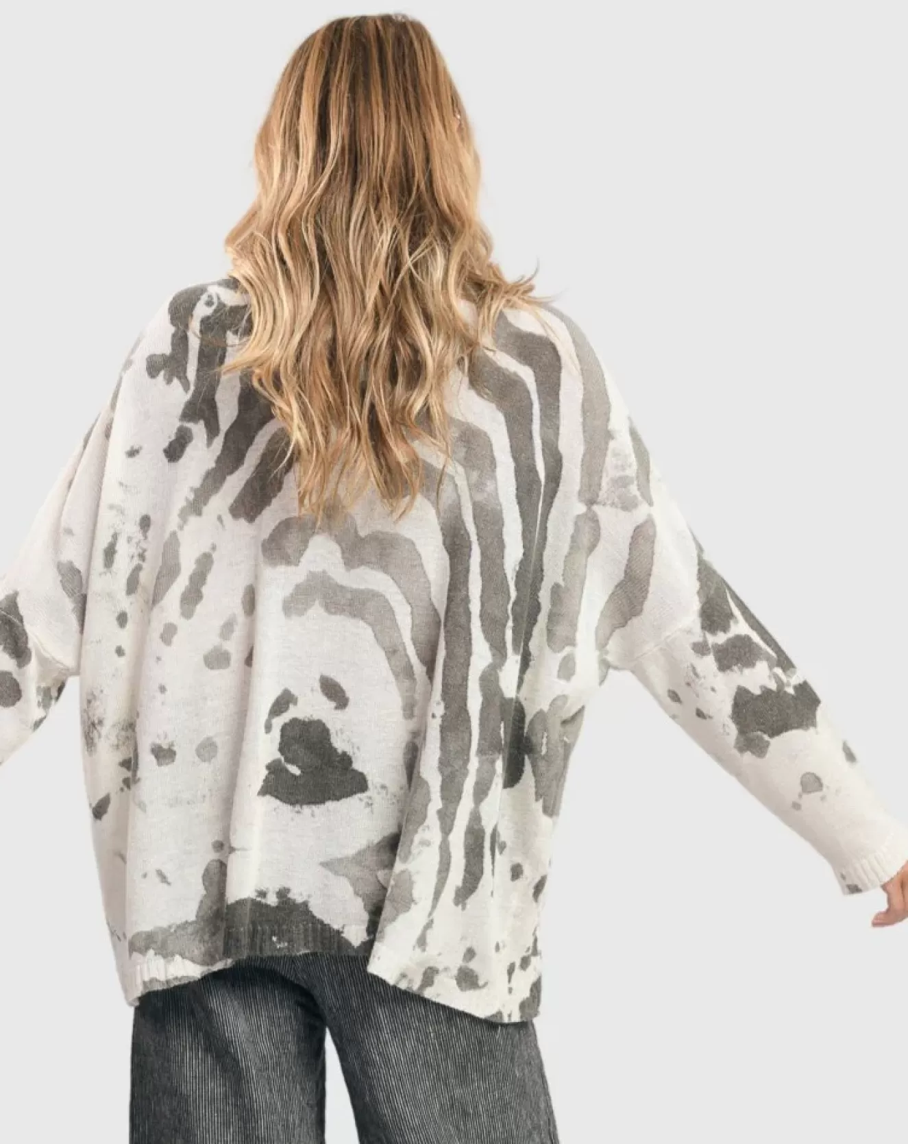* Sweaters>Alembika. Water Color Boxy Sweater In . Stone