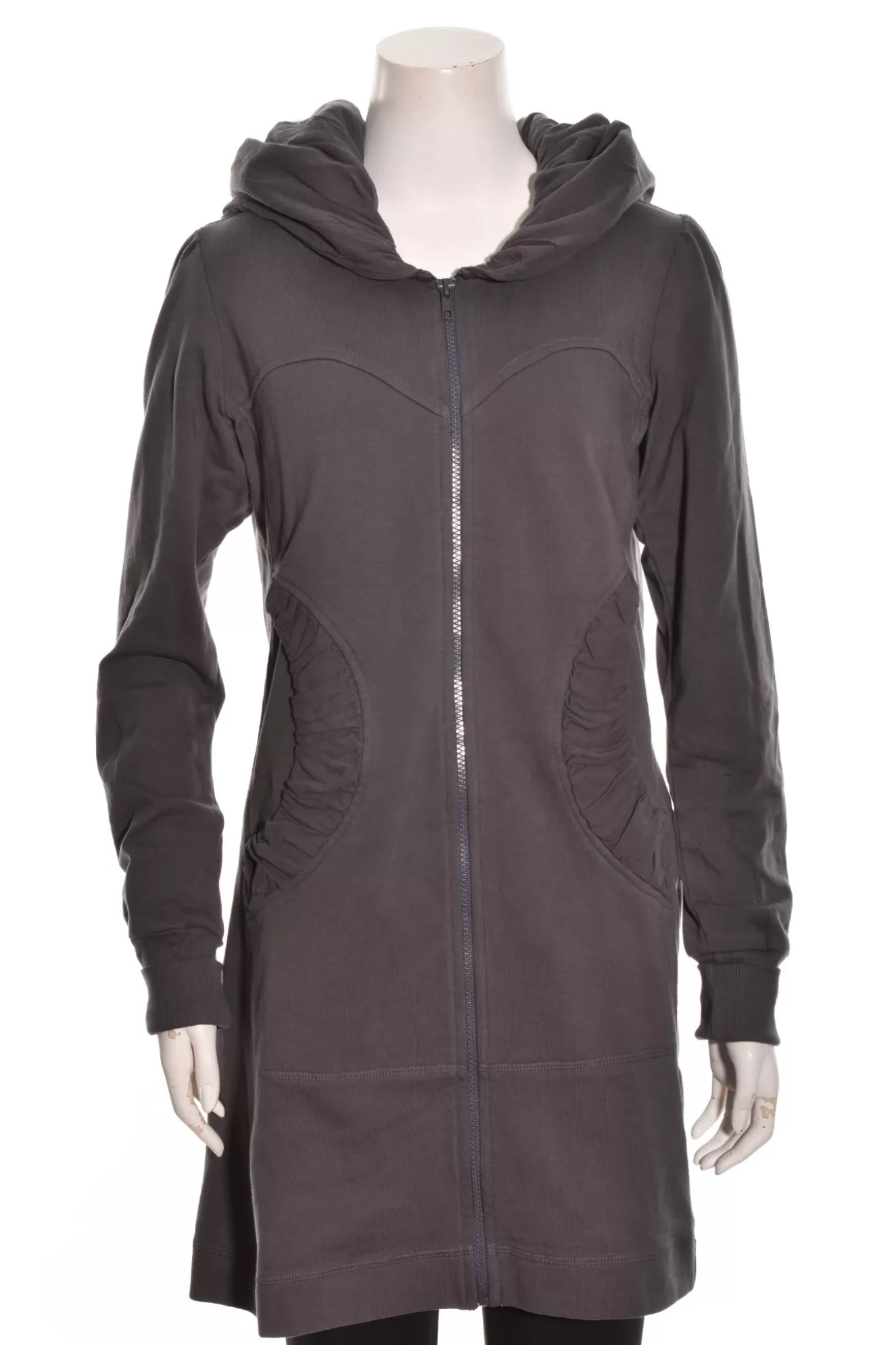 * Hoodie>Color Me Cotton. Zip Front Long Hoodie. Charcoal