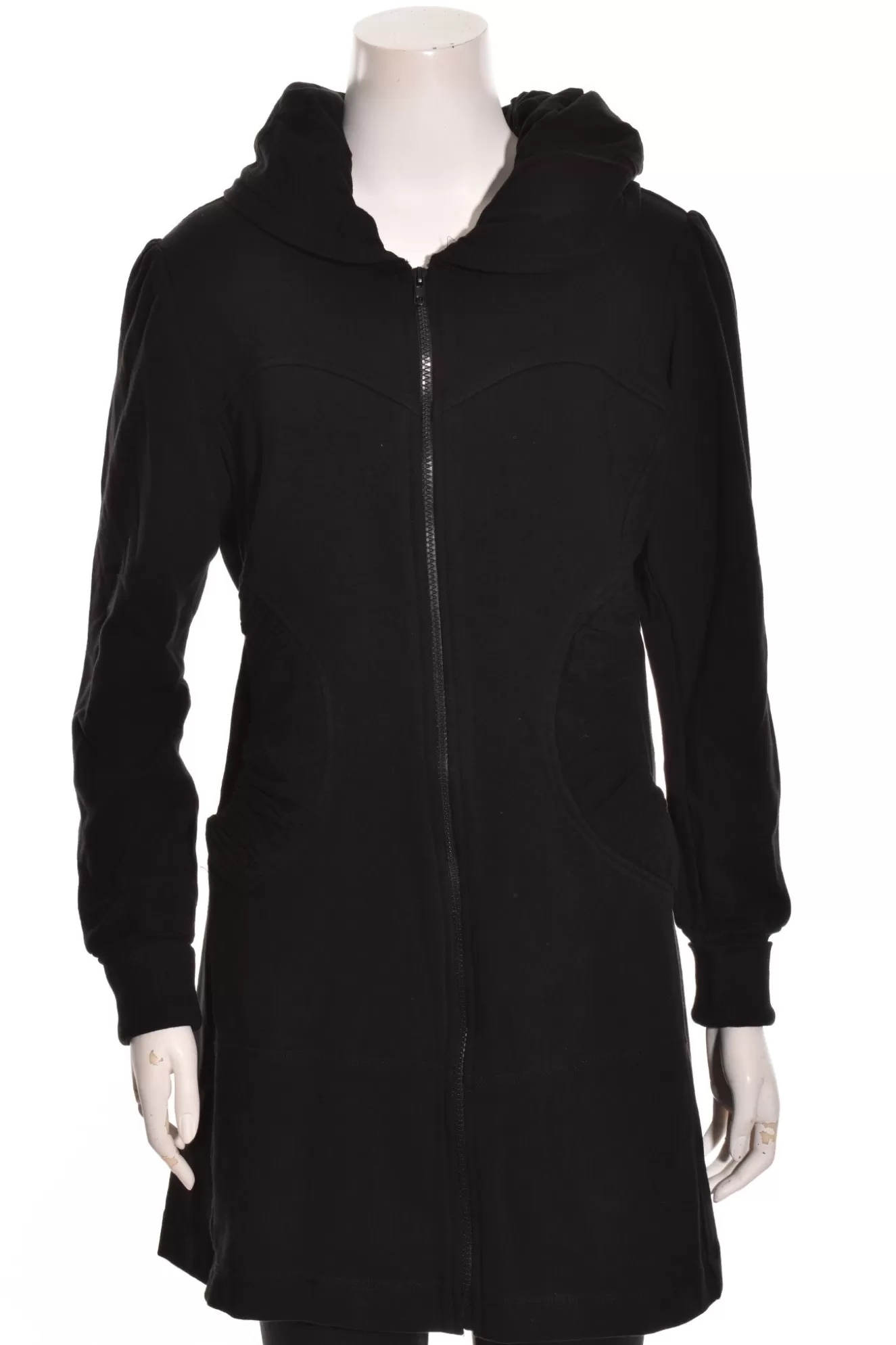 * Hoodie>Color Me Cotton. Zip Front Long Hoodie. Black