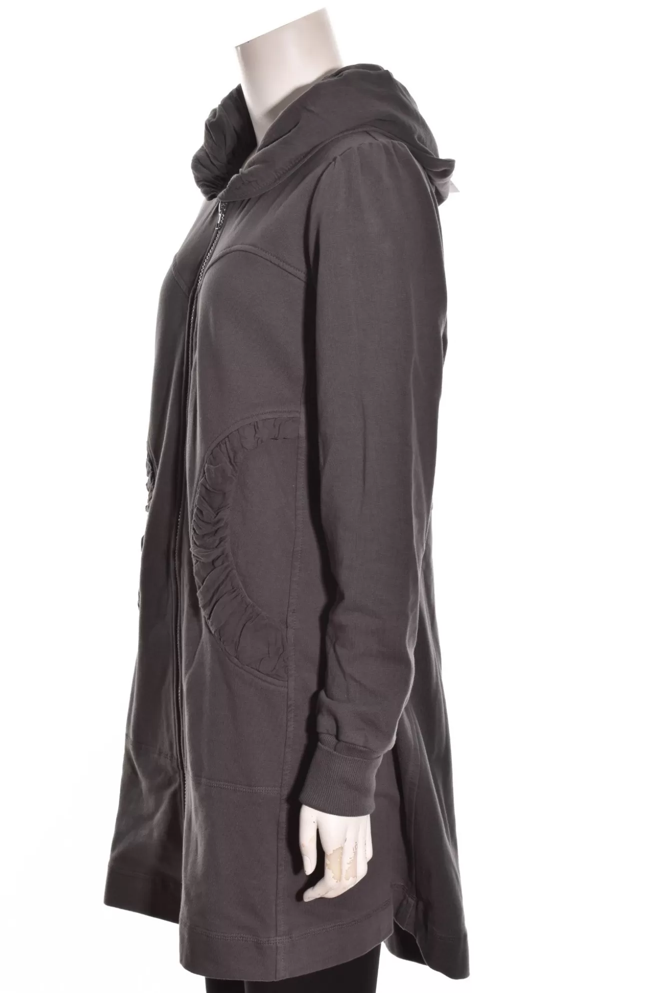 * Hoodie>Color Me Cotton. Zip Front Long Hoodie. Charcoal