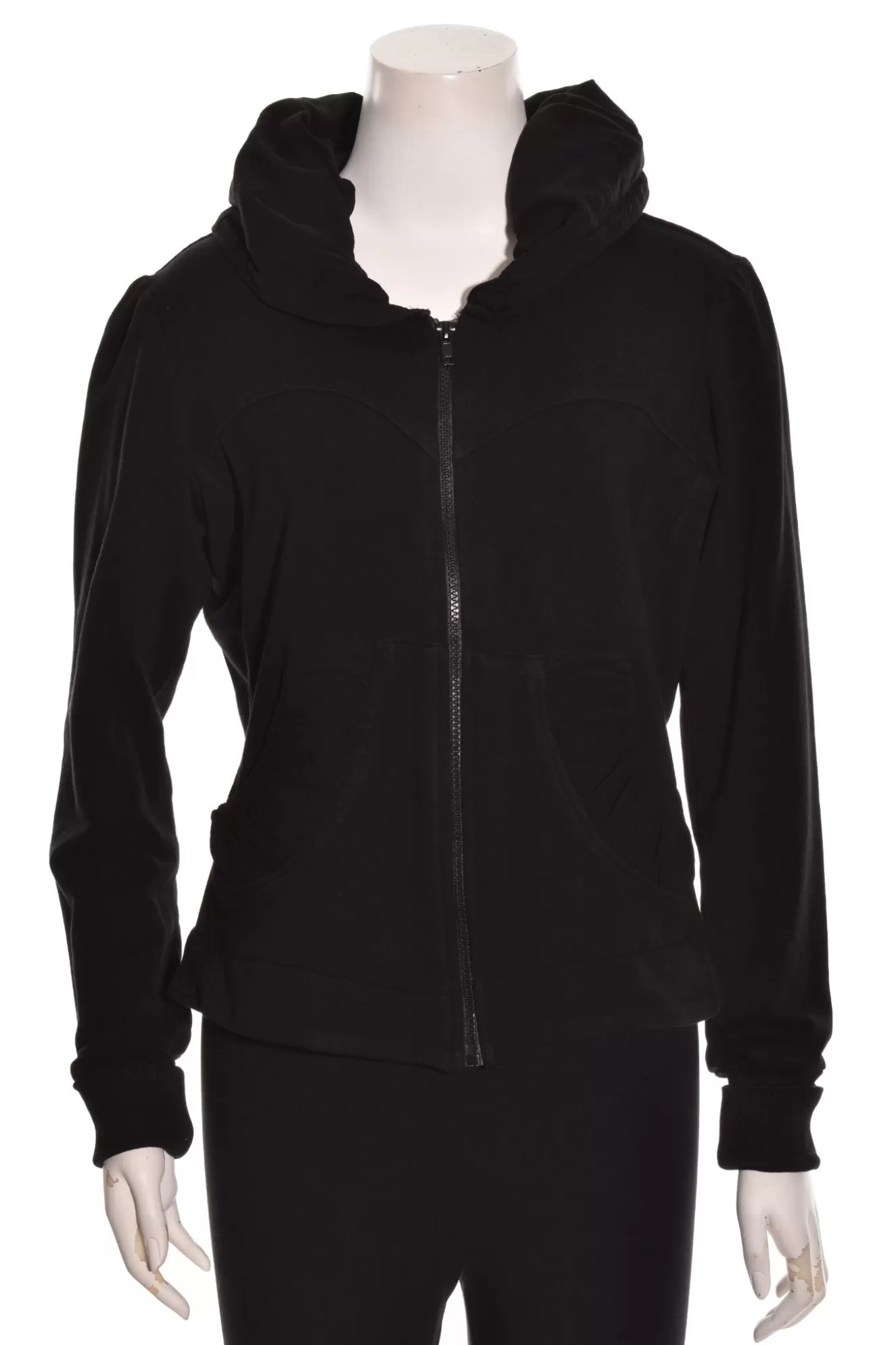 * Hoodie>Color Me Cotton. Zip Front Short Hoodie. Black