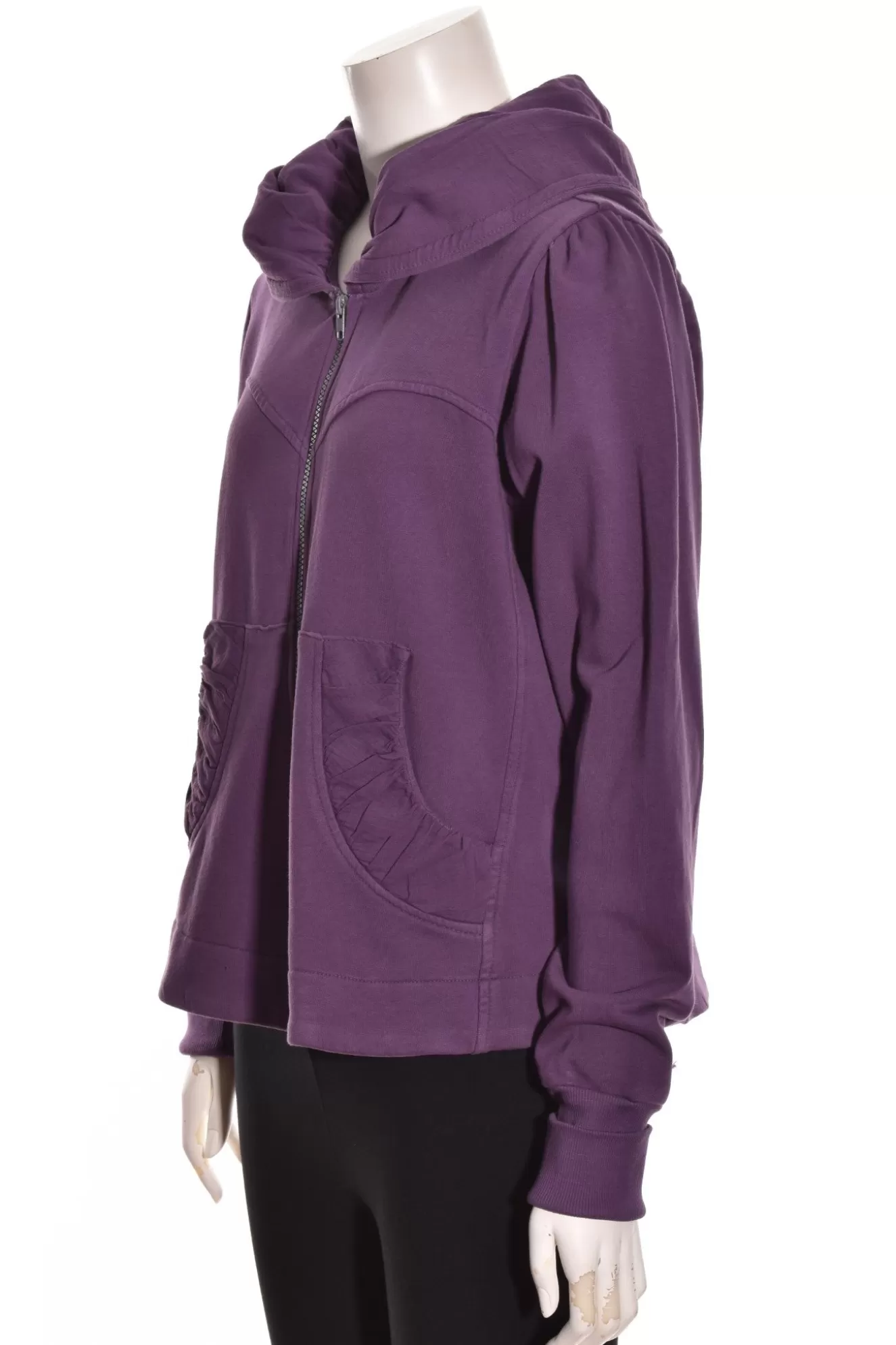* Hoodie>Color Me Cotton. Zip Front Short Hoodie. Aubergine
