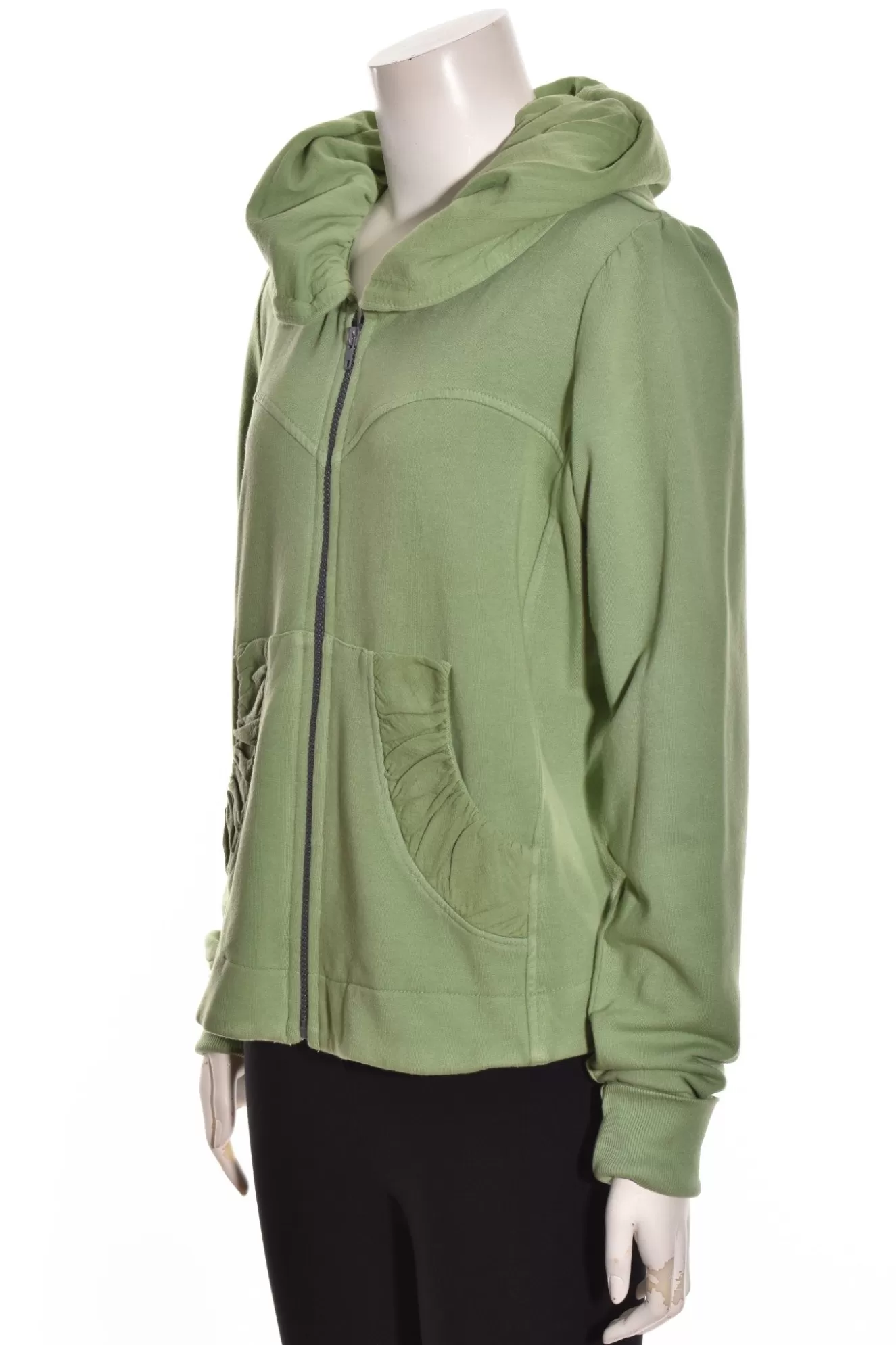* Hoodie>Color Me Cotton. Zip Front Short Hoodie. Piquant-Green